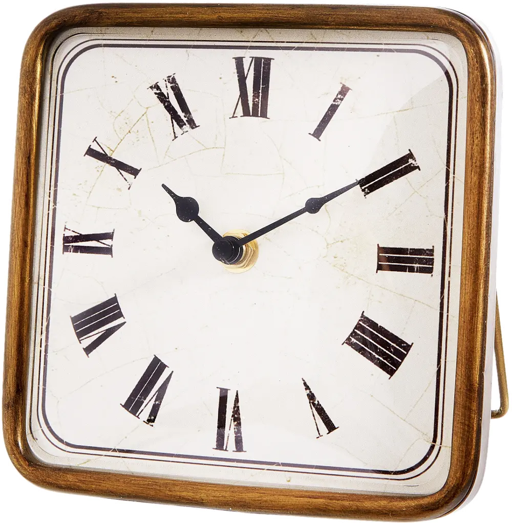 6.25 Inch Antique Gold Square Clock-1