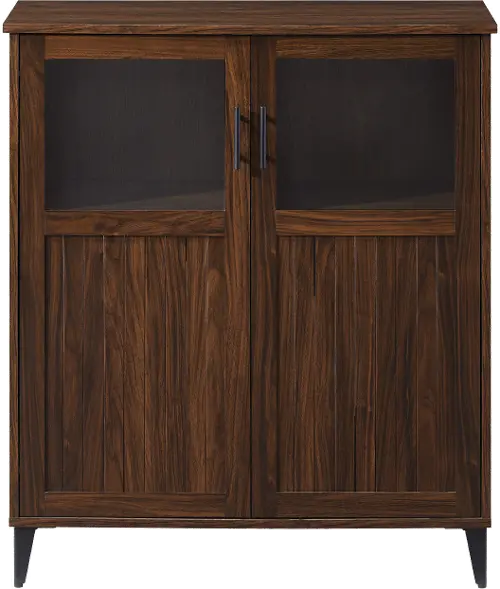 Babbett Glass Door Dark Walnut Accent Cabinet