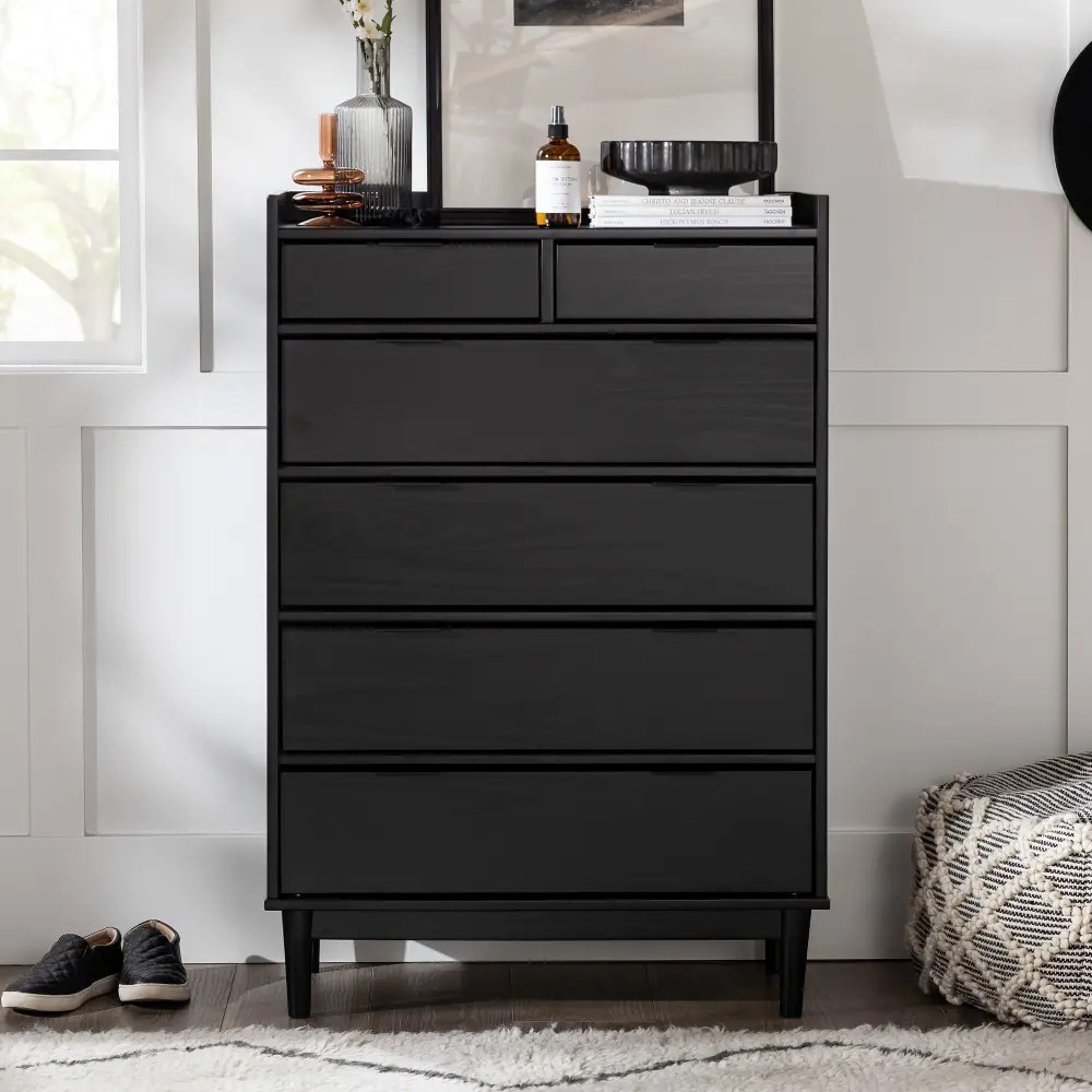 BR6DRLEEDRBL Lee Black Mid Century Chest of Drawers-1