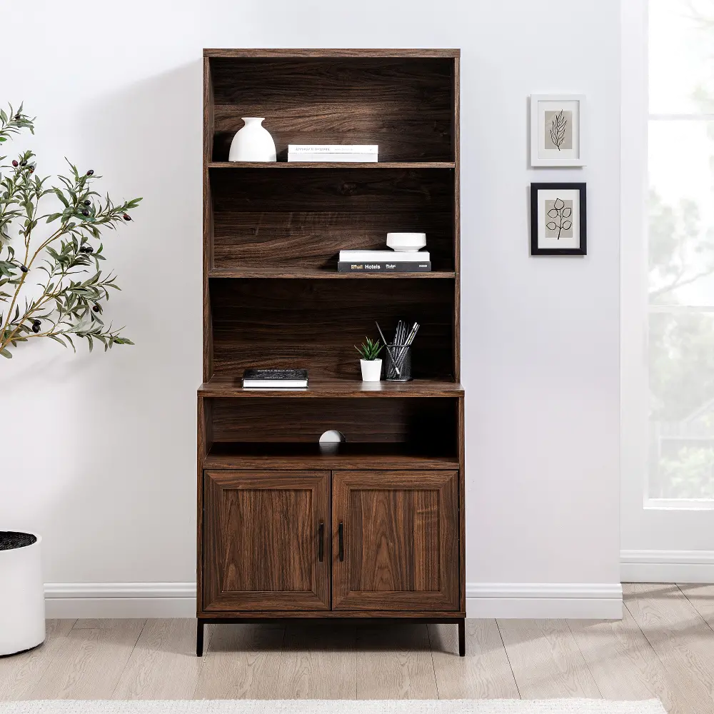 BS64CH2DDW Chevy Walnut 3-Shelf Hutch Bookcase-1