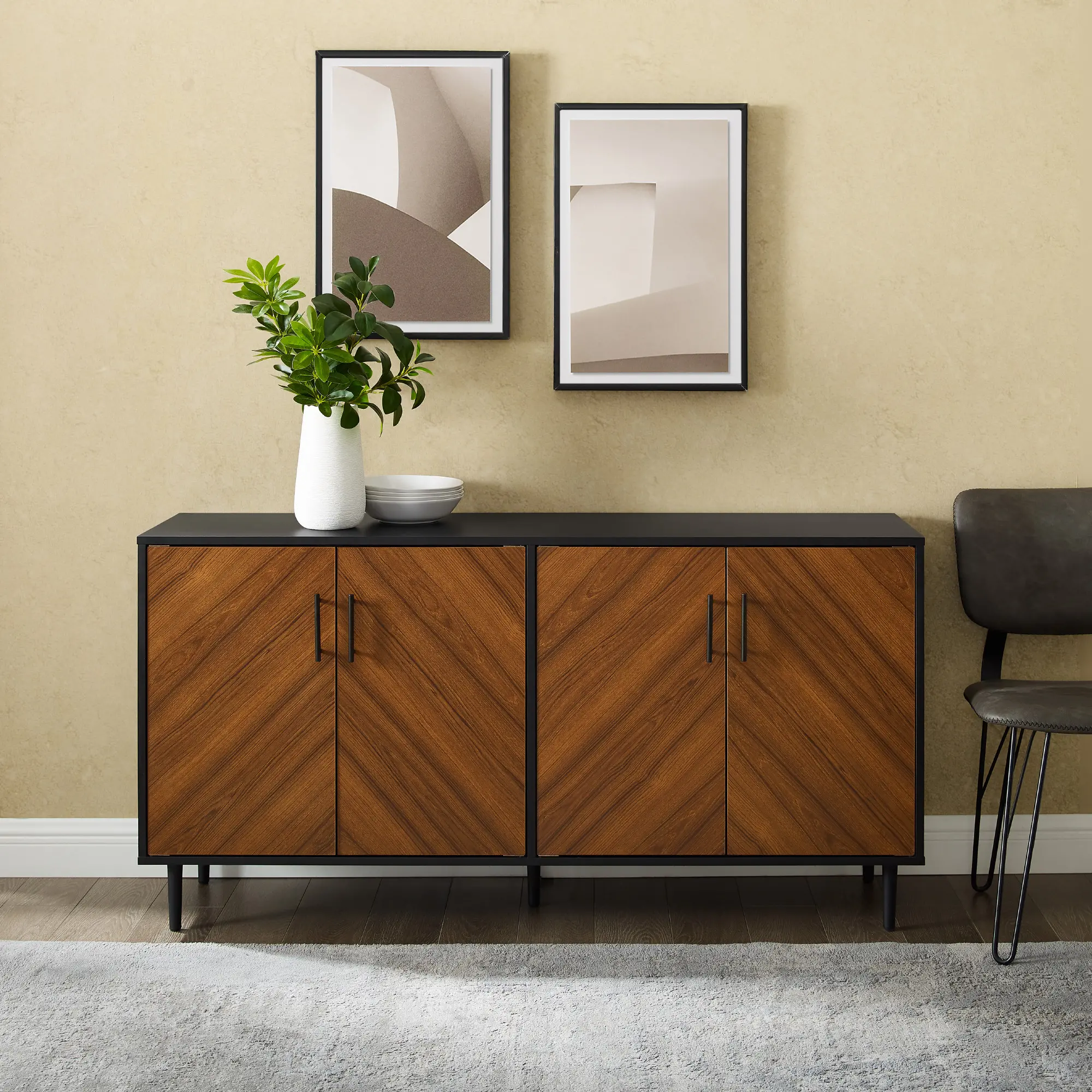 Bookmatch Acorn Brown & Black 58 TV Stand