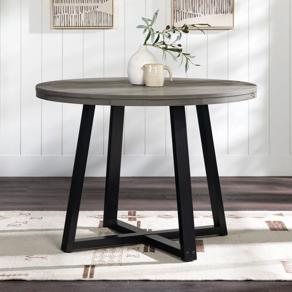 DNGD6EGY Durango 42  Distressed Gray Round Dining Table-1