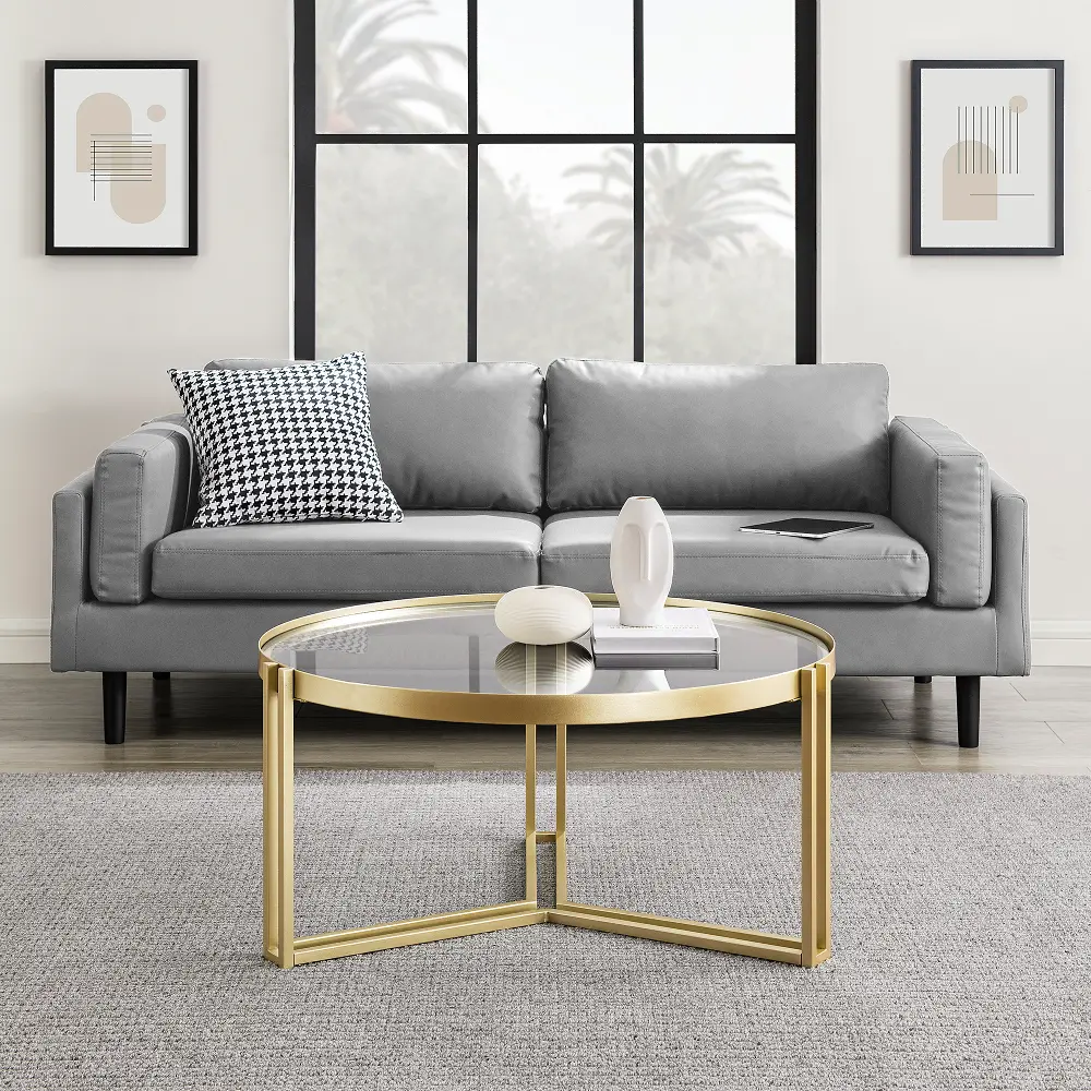 KENL1KGGD Kendall Glam Gold Metal and Glass Coffee Table-1