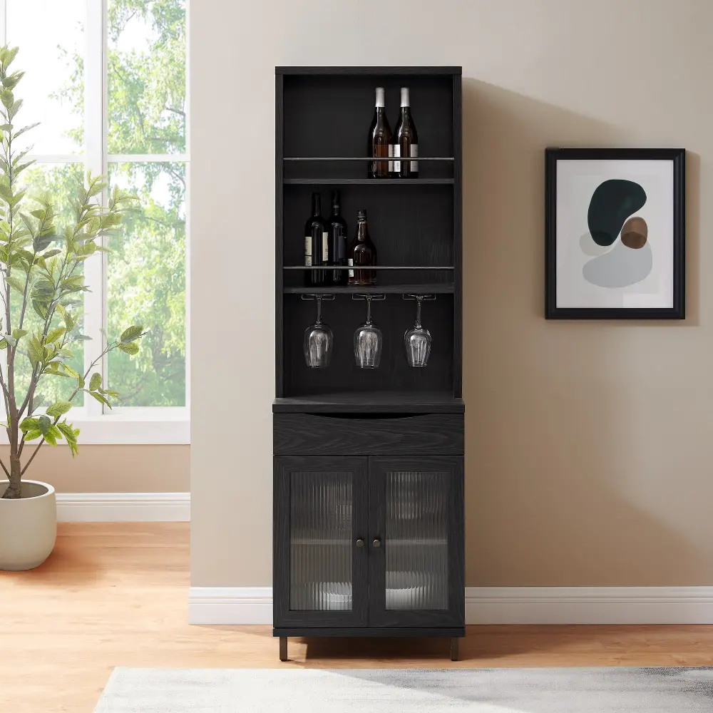 PRLD3DGR Pearl Graphite 72  Bar Cabinet with Hutch-1