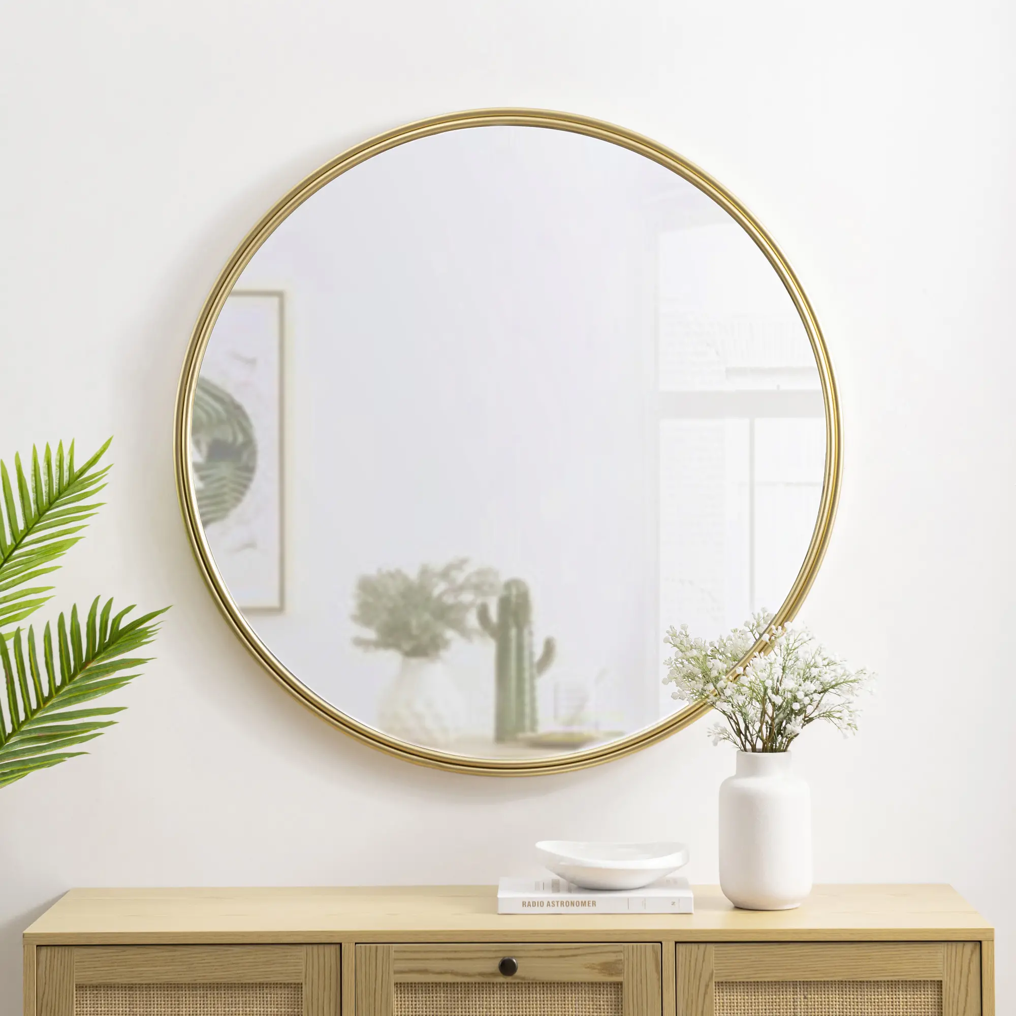 Gold 36 Double Ribbed Frame Wall Mirror
