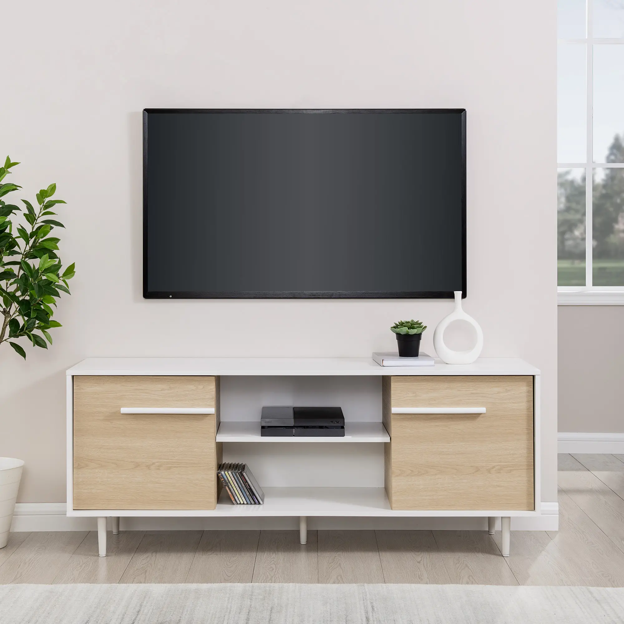 Marco White & Oak 60 Modern TV Stand