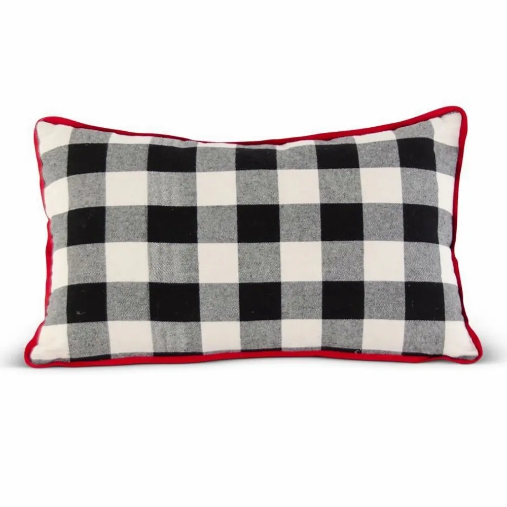 20 Inch Black and White Plaid Pillow-1