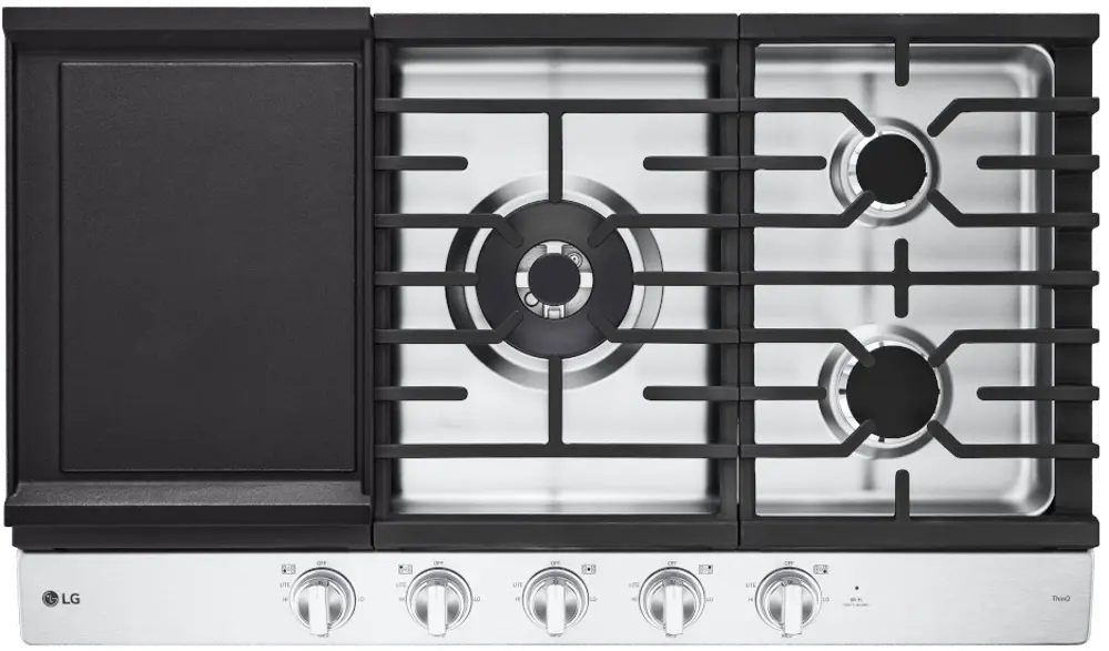 CBGJ3627S LG 36 Inch Gas Cooktop with Griddle - Stainless Steel-1
