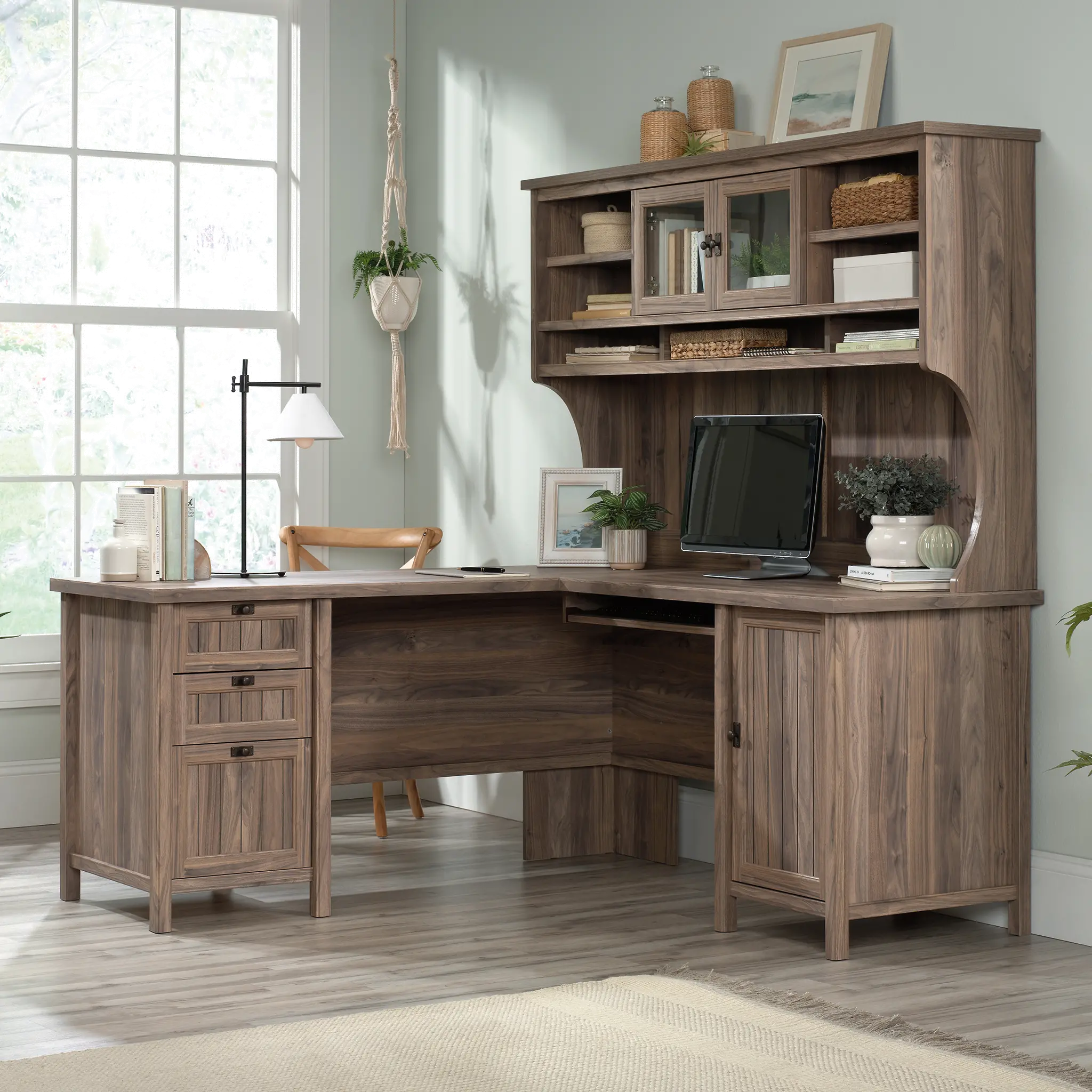 Walnut desk with deals hutch