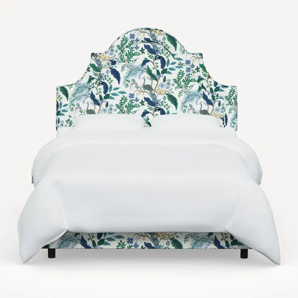 180BEDRPCPCBLWHLCB Rifle Paper Co. Marion Blue Peacock Twin Bed-1