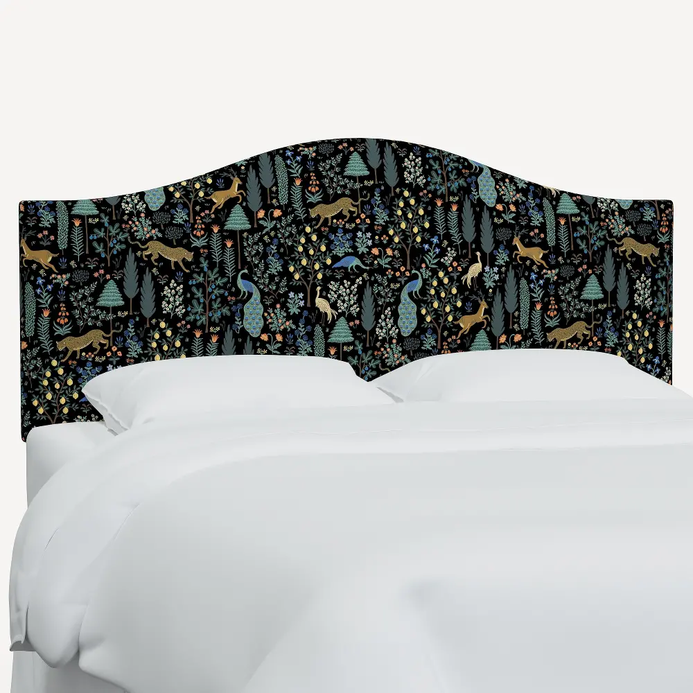 911FRPCMNBLKLCB Rifle Paper Co Mayfair Menagerie Black Full Headboard-1