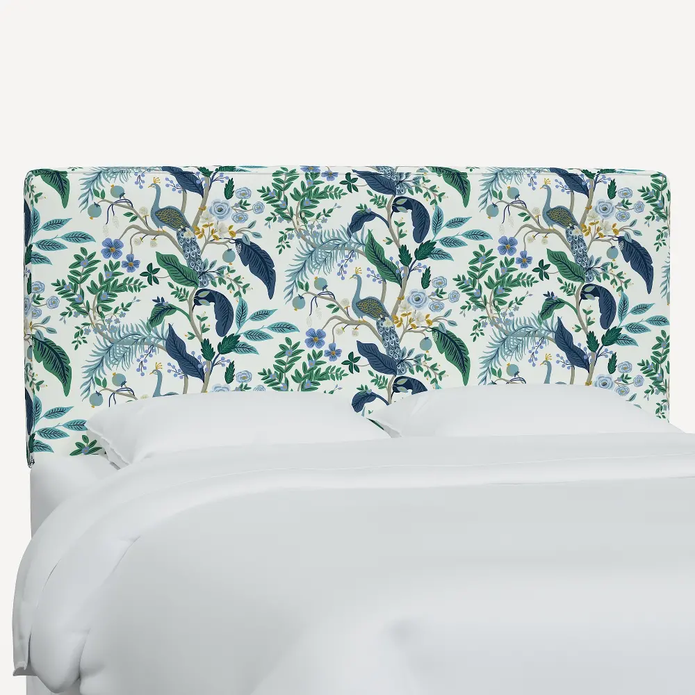 481FRPCPCBLWHLCB Rifle Paper Co Elly Blue Peacock Full Headboard-1