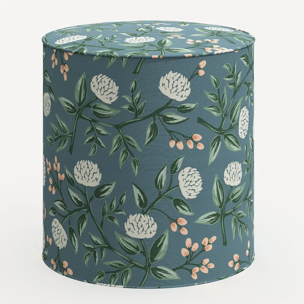 90-2RPCPNEMRLCB Rifle Paper Co. Billie Emerald Peonies Round Ottoman-1
