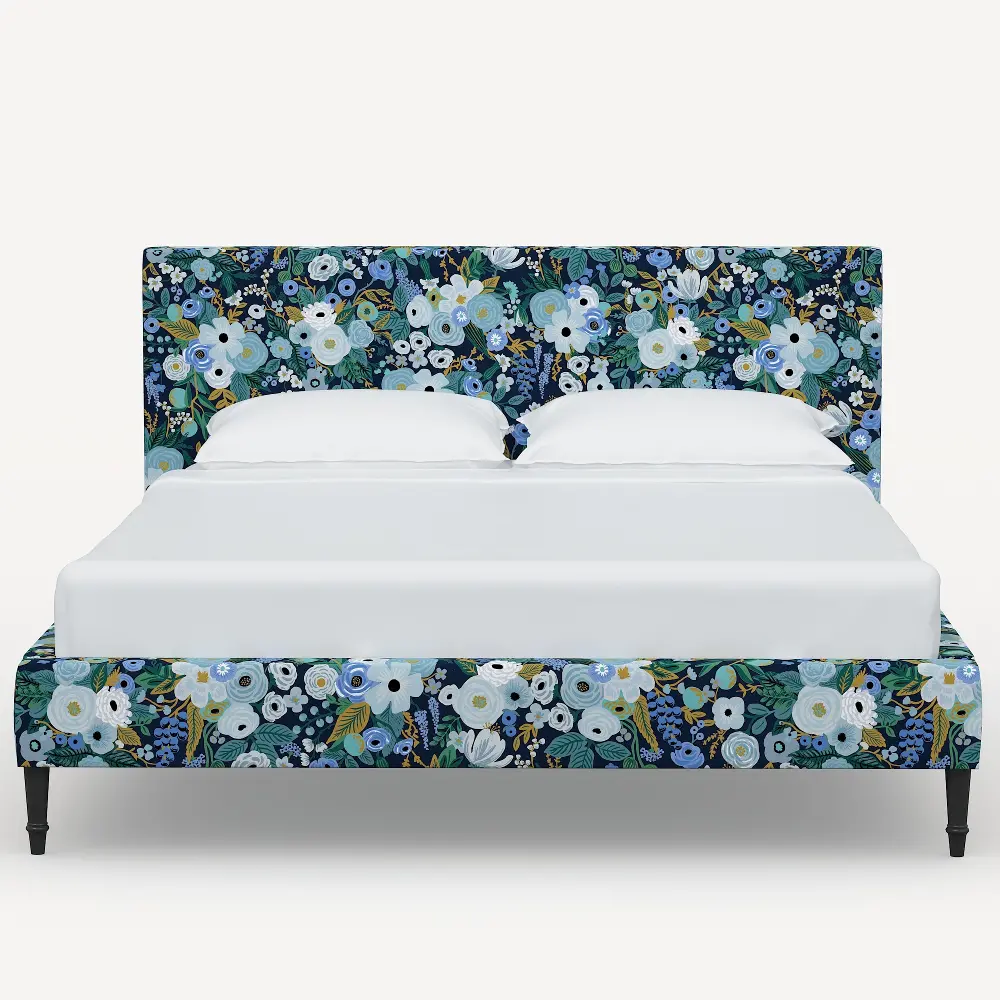 1674FCBEDRPCGRPRBLULCB Rifle Paper Co Elly Garden Party Blue Cal-King Platform Bed-1