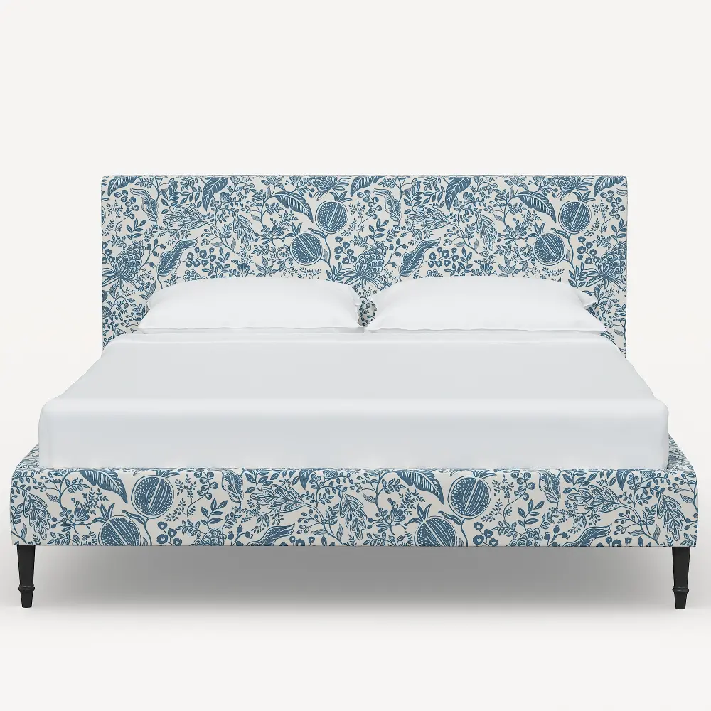 1672FCBEDRPCPMBLULCB Rifle Paper Co Elly Blue Pomegranate Queen Platform Bed-1