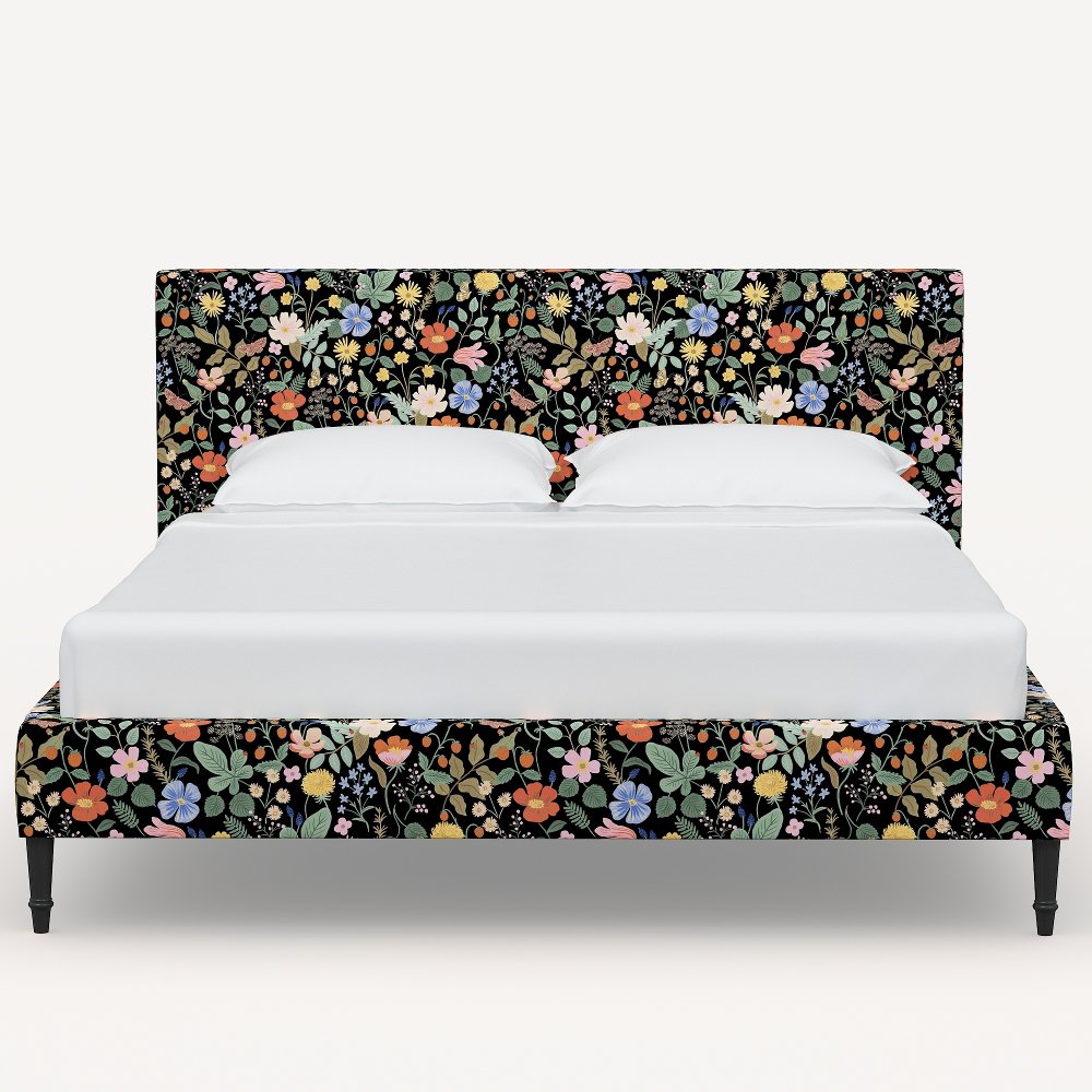 Rifle Paper Co Elly Black Strawberry Fields King Platform Bed