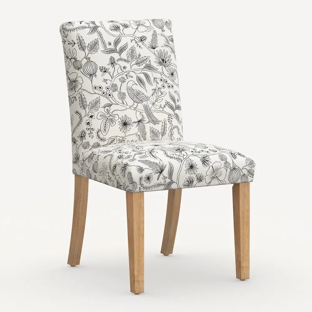 63-6NATRPCAVBLKCRMLCB Rifle Paper Co. Lorraine Aviary Cream & Black Dining Chair-1