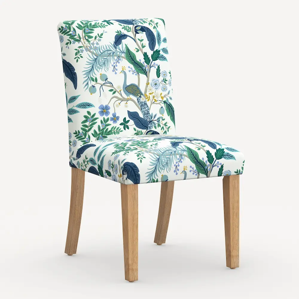 63-6NATRPCPCBLWHLCB Rifle Paper Co. Lorraine Blue Peacock Dining Chair-1