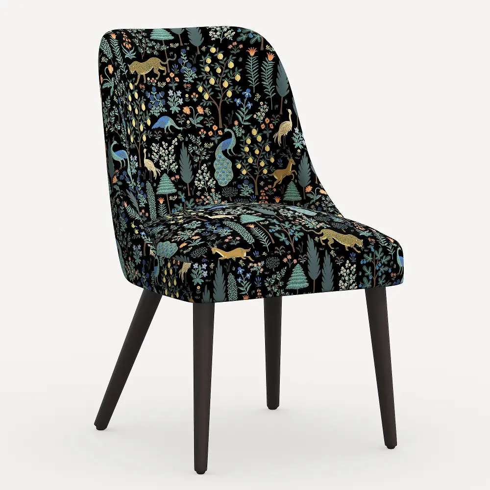 84-6RPCMNBLKLCB Rifle Paper Co. Clare Menagerie Black Dining Chair-1