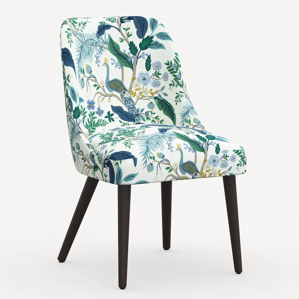 84-6RPCPCBLWHLCB Rifle Paper Co. Clare Blue Peacock Dining Chair-1