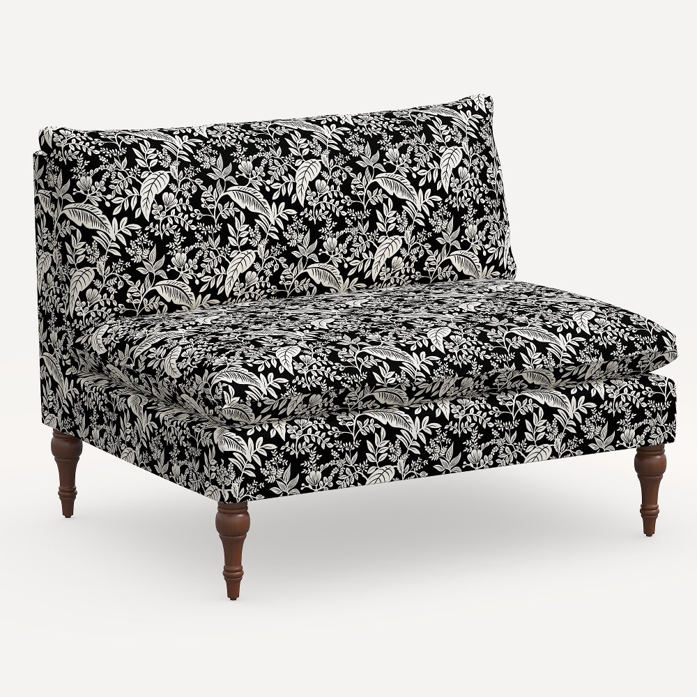 Rifle Paper Co. Louie Canopy Black & Cream Armless Loveseat