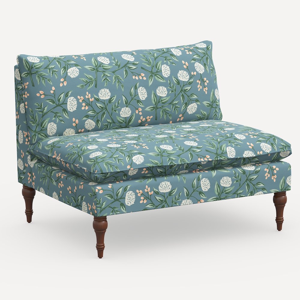 Rifle Paper Co. Louie Emerald Peonies Armless Loveseat