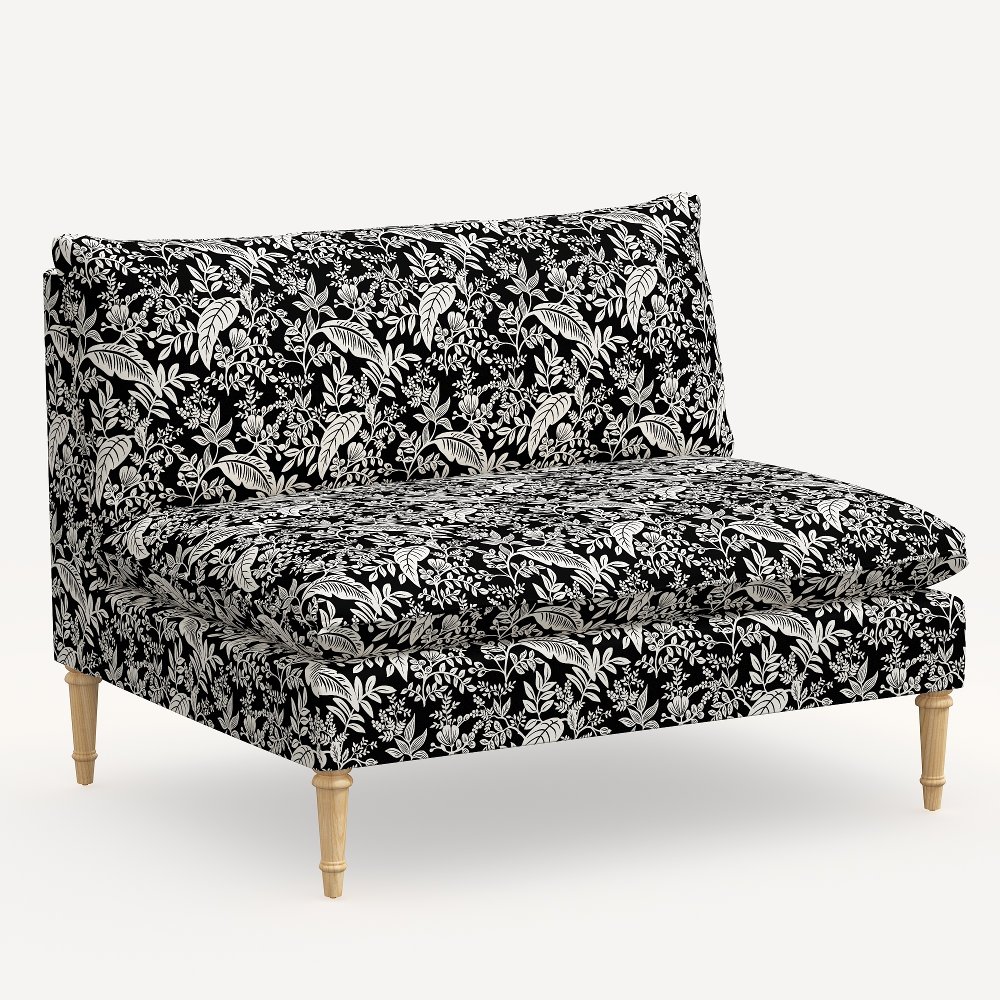 Rifle Paper Co. Louie Canopy Black & Cream Armless Loveseat