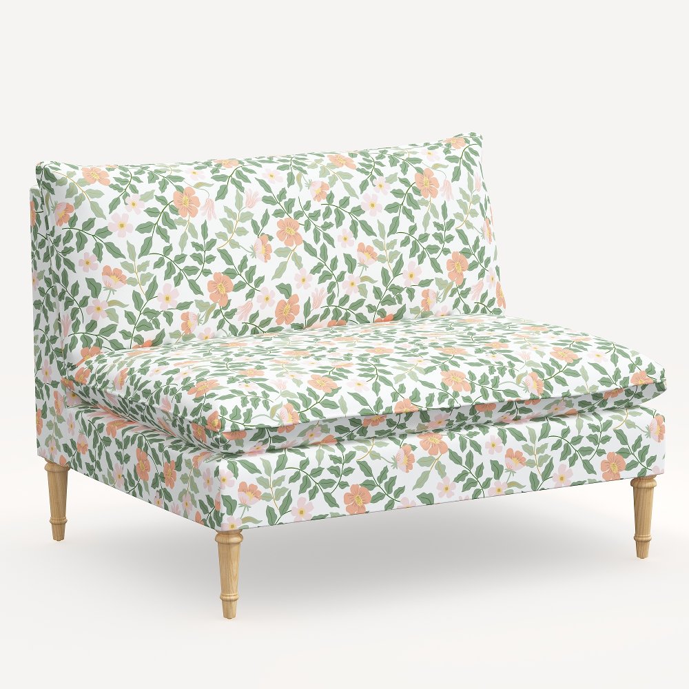 Rifle Paper Co. Louie Primrose Blush Armless Loveseat