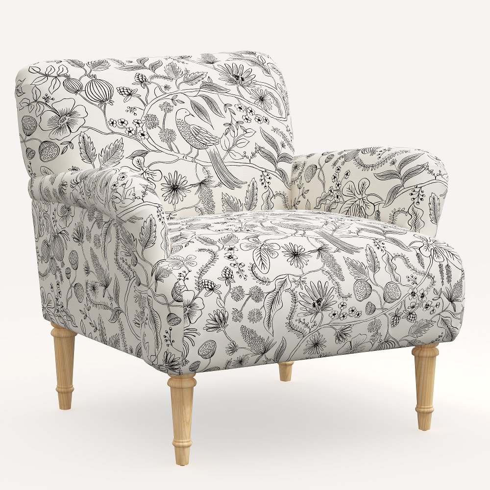 Rifle Paper Co. Bristol Aviary Cream & Black Accent Chair