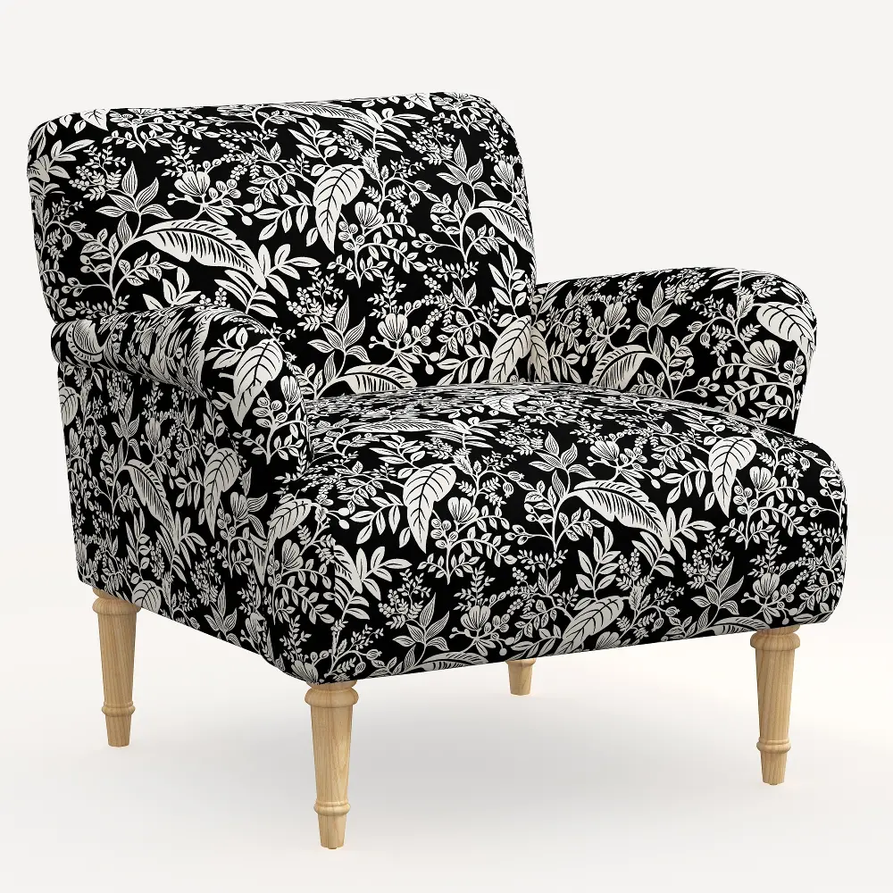 9405NATRPCCNBLCRMLCB Rifle Paper Co. Bristol Canopy Black & Cream Accent Chair-1