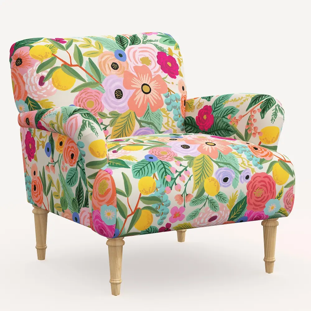 9405NATRPCGRPRTLCB Rifle Paper Co. Bristol Garden Party Pink Accent Chair-1