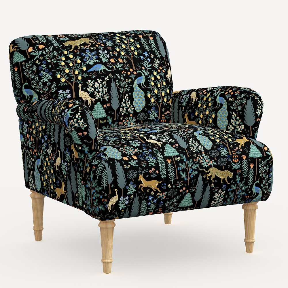 Rifle Paper Co. Bristol Menagerie Black Accent Chair