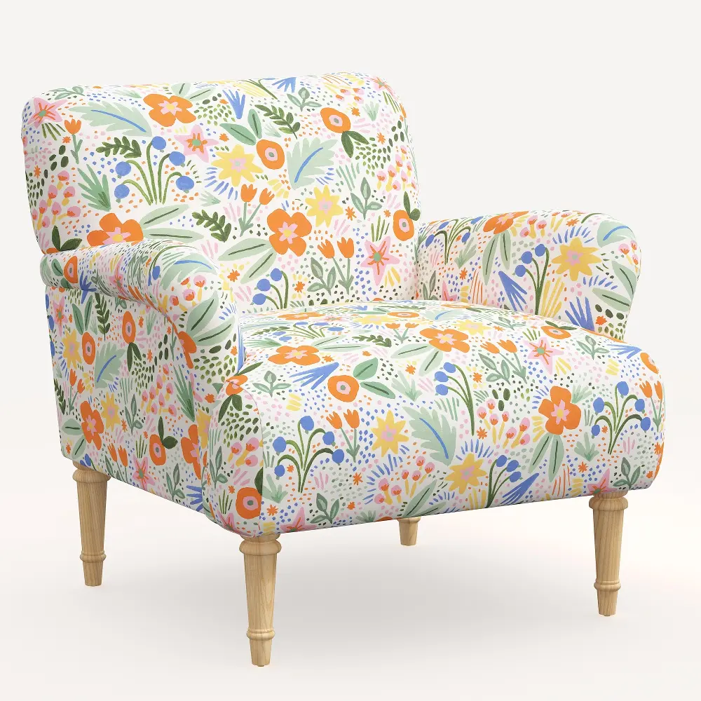 9405NATRPCMRMLTLCB Rifle Paper Co. Bristol Multi Color Floral Accent Chair-1