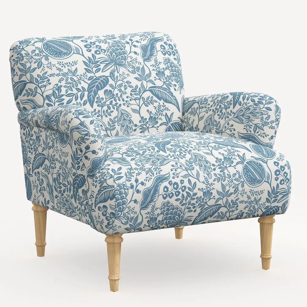 9405NATRPCPMBLULCB Rifle Paper Co. Bristol Blue Pomegranate Accent Chair-1