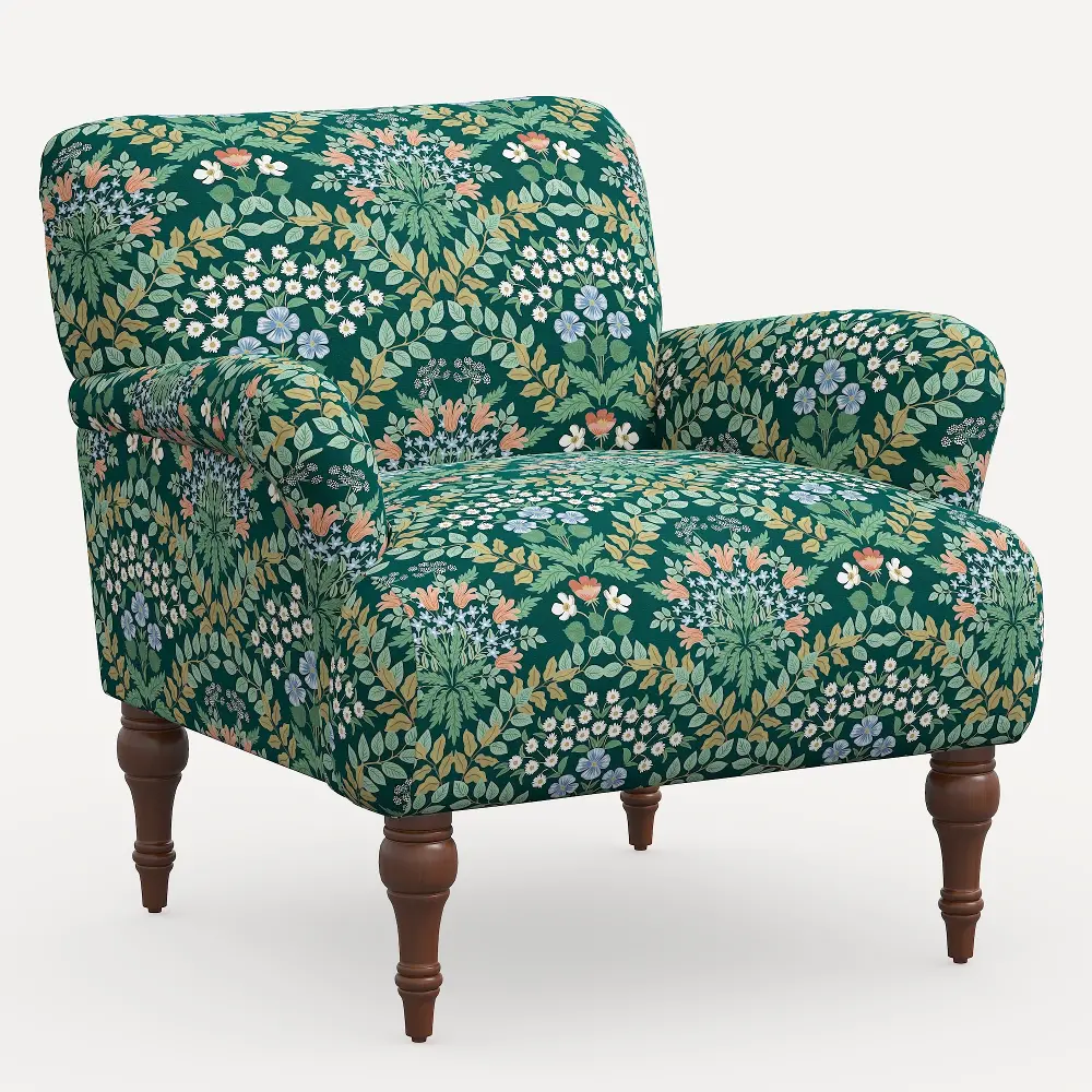 9305RPCBREMRLCB Rifle Paper Co. Bristol Bramble Emerald Accent Chair-1
