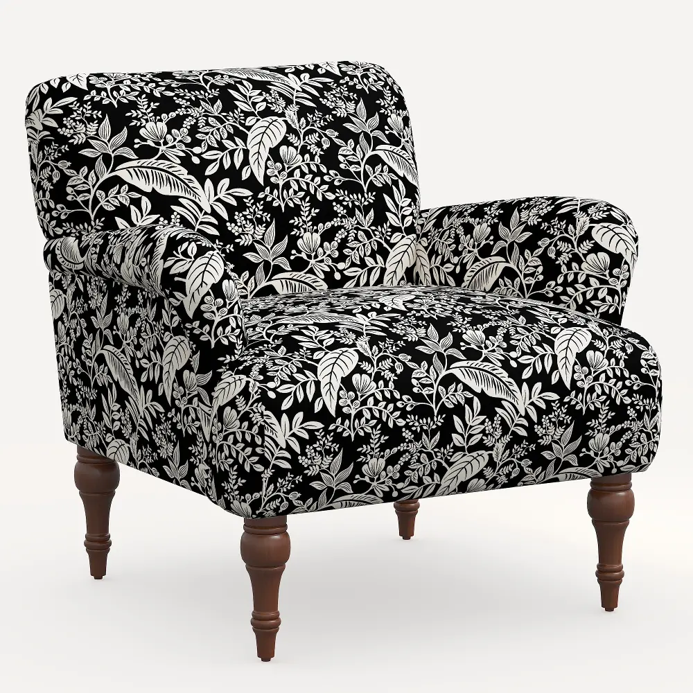 9305RPCCNBLCRMLCB Rifle Paper Co. Bristol Canopy Black & Cream Accent Chair-1