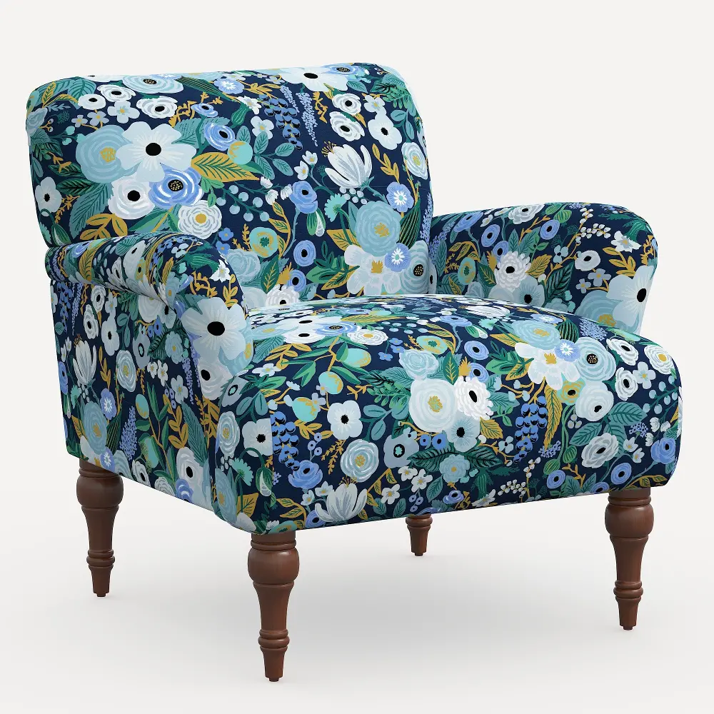9305RPCGRPRBLULCB Rifle Paper Co. Bristol Blue Garden Party Accent Chair-1