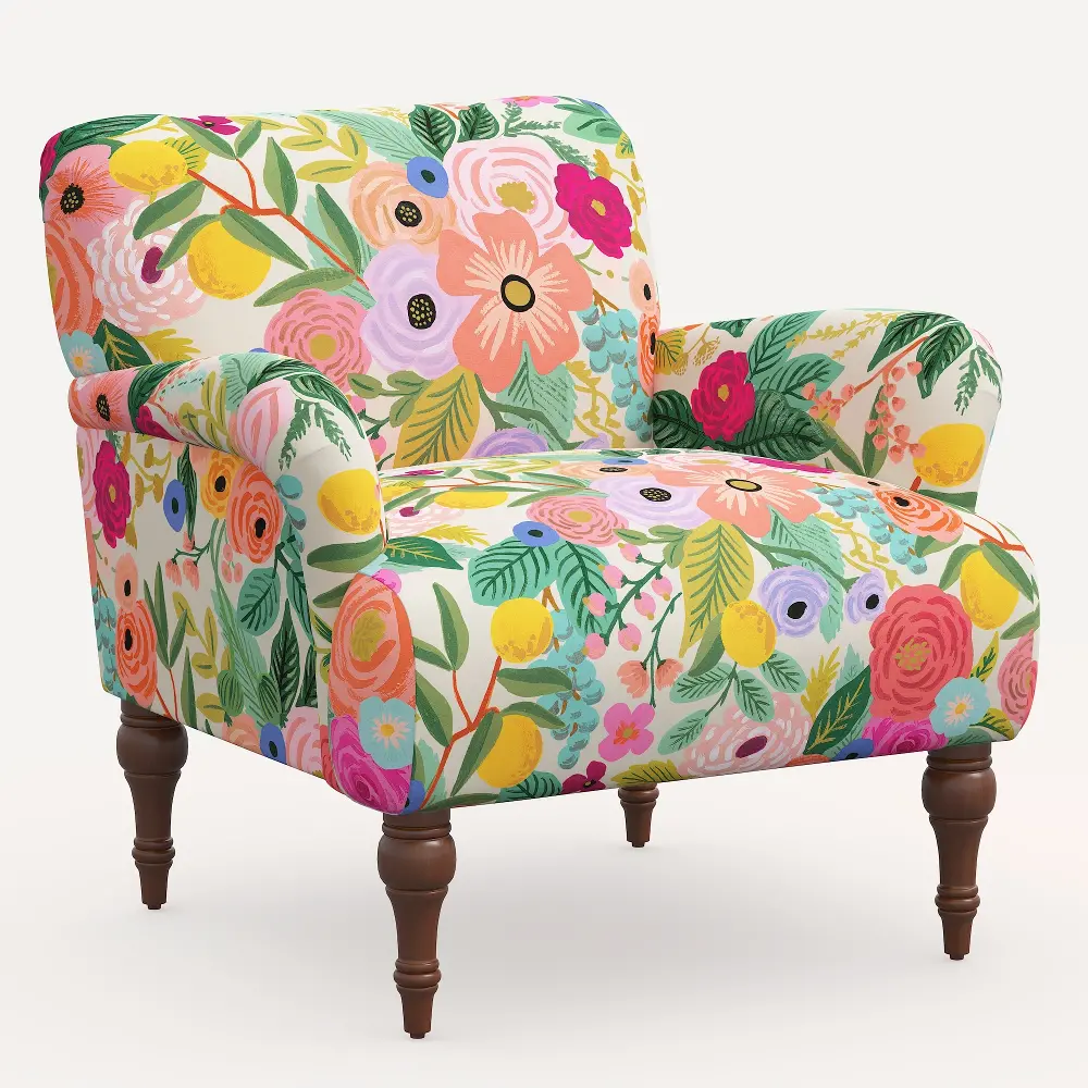 9305RPCGRPRTLCB Rifle Paper Co. Bristol Pink Garden Party Accent Chair-1