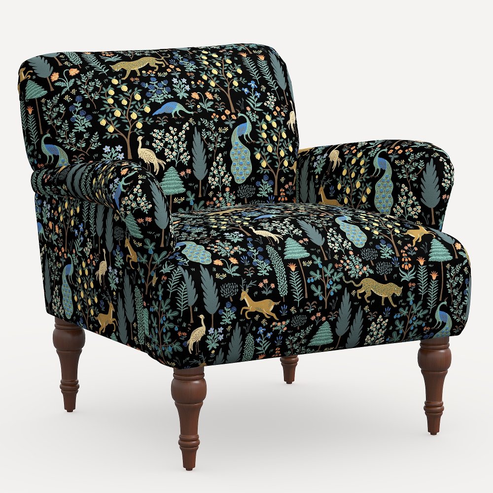 Rifle Paper Co. Bristol Black Menagerie Accent Chair