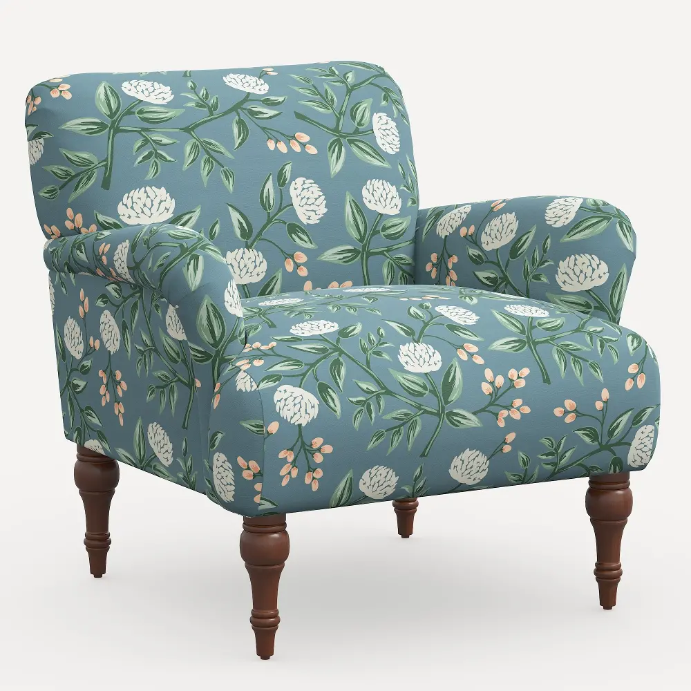 9305RPCPNEMRLCB Rifle Paper Co. Bristol Emerald Peonies Accent Chair-1
