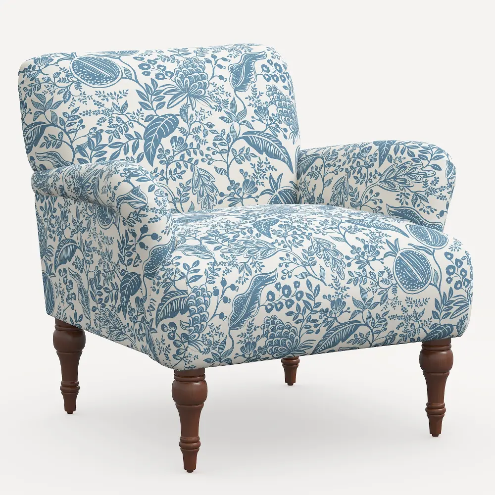 9305RPCPMBLULCB Rifle Paper Co. Bristol Blue Pomegranate Accent Chair-1