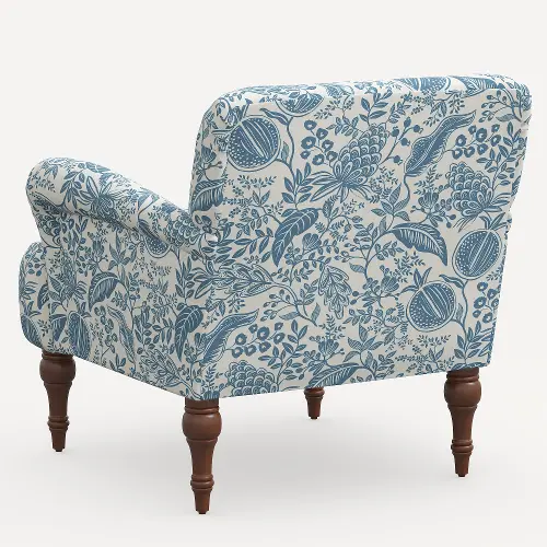 Blue best sale patterned armchair