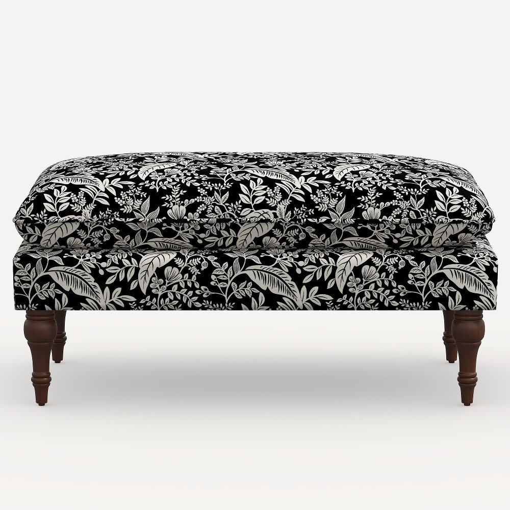 Rifle Paper Co. Flora Canopy Black & Cream Pillowtop Bench