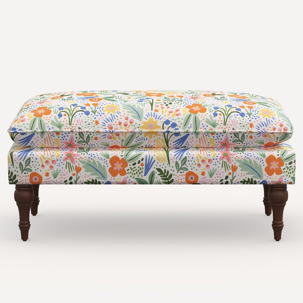 Rifle Paper Co. Flora Multi Color Floral Pillowtop Bench