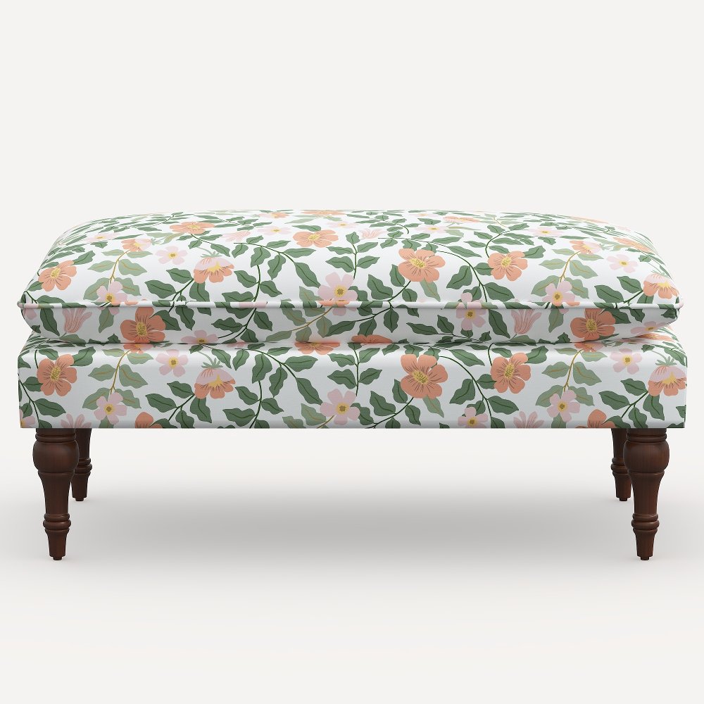 Rifle Paper Co. Flora Primrose Blush Pillowtop Bench