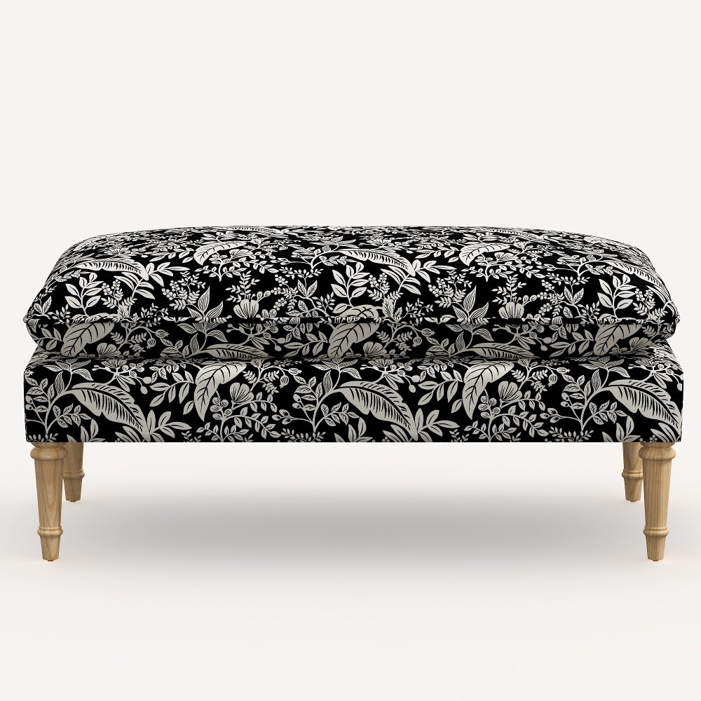 Rifle Paper Co. Flora Canopy Black & Cream Pillowtop Bench