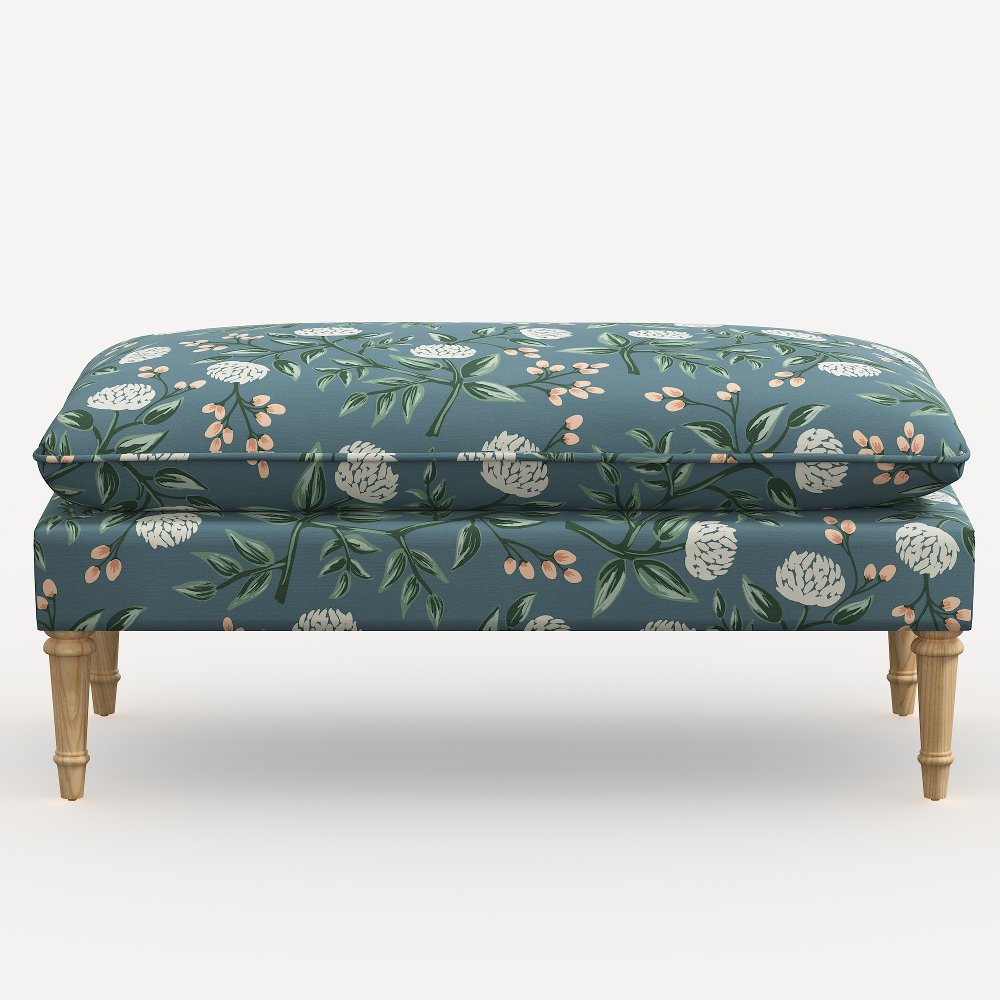 Rifle Paper Co. Flora Emeral Peonies Pillowtop Bench