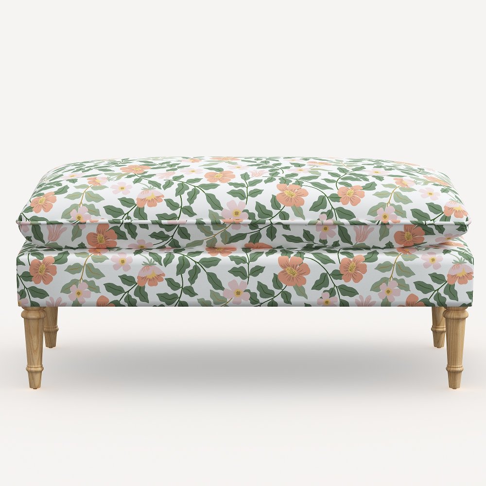 Rifle Paper Co. Flora Primrose Blush Pillowtop Bench