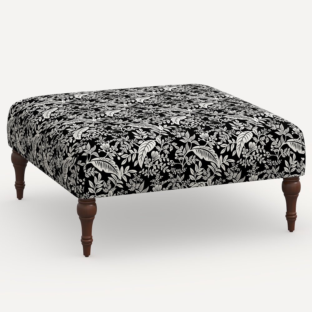 Rifle Paper Co. Greenwich Canopy Black & Cream Ottoman with...