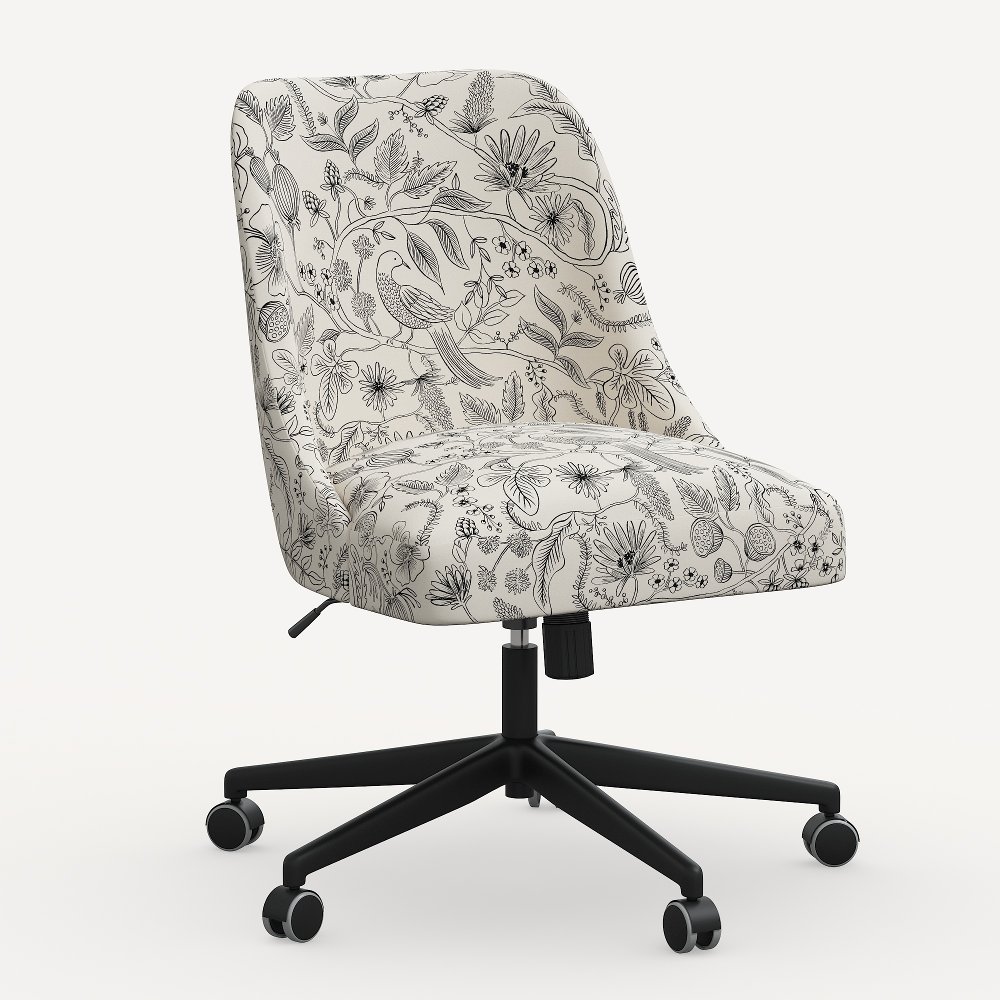 Rifle Paper Co. Oxford Aviary Cream & Black Office Chair